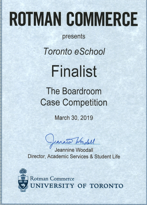 Rotman Commerce Finalist 2019