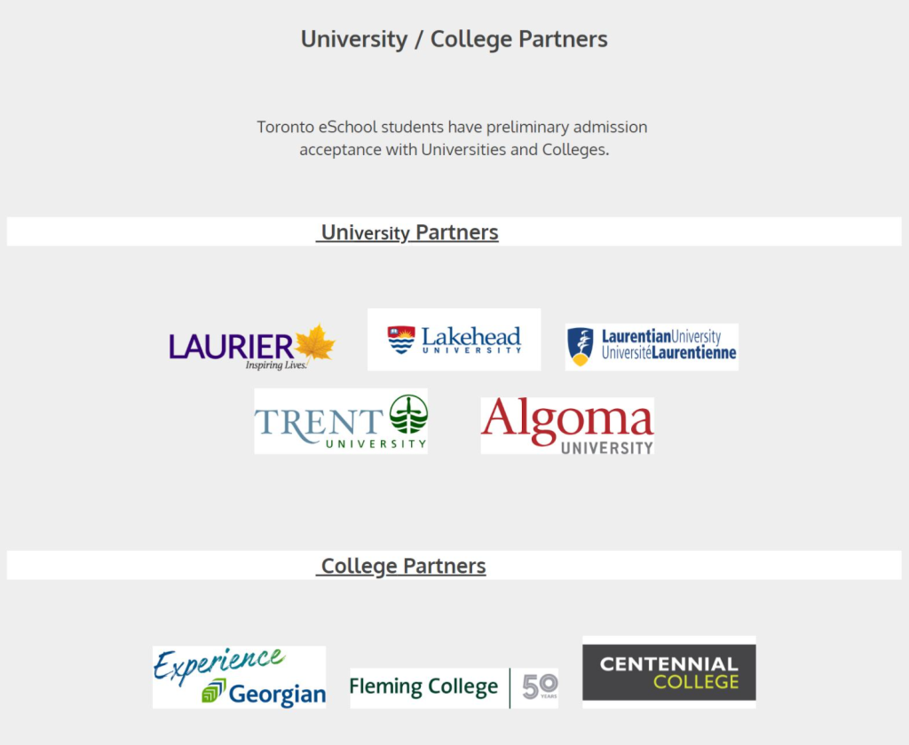 University-College Partner Pathway with Toronto eSchool University-College Partner Pathway with Toronto eSchool