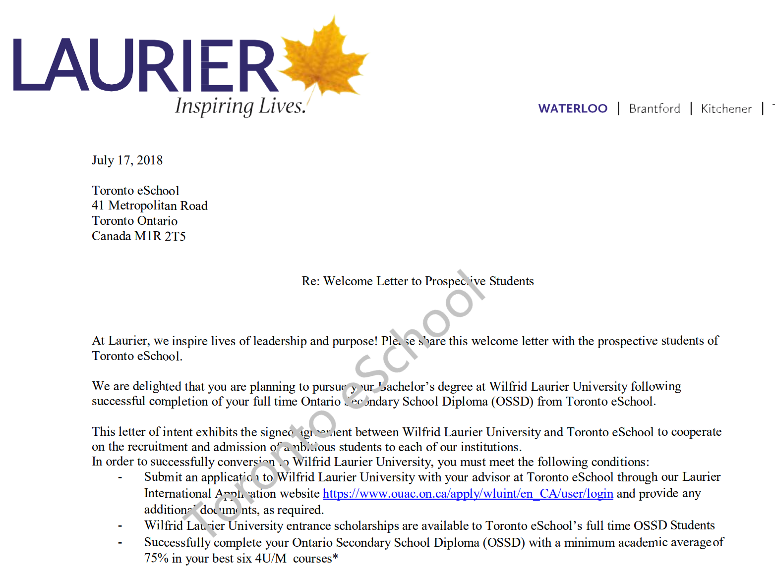 WLU_Pathway_Letter_TorontoeSchool