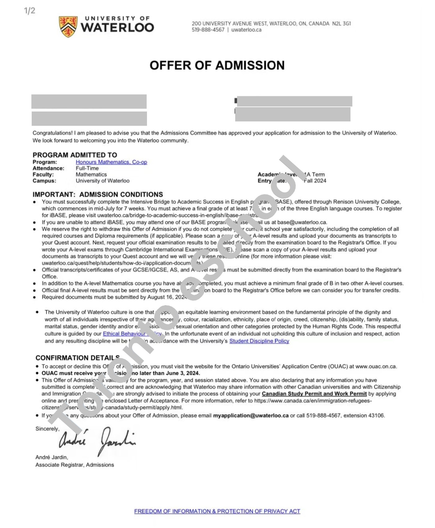 UWaterloo Offer