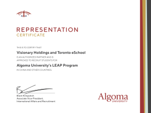 Algoma University Authorized Certificate