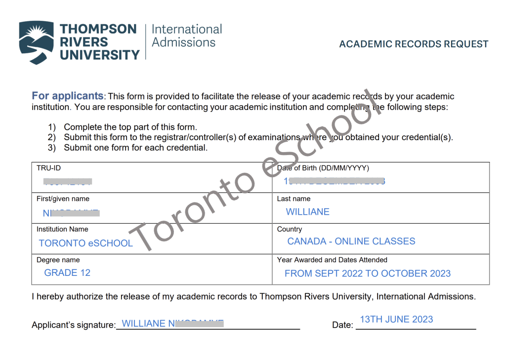 Thompson Rivers University - Willaine