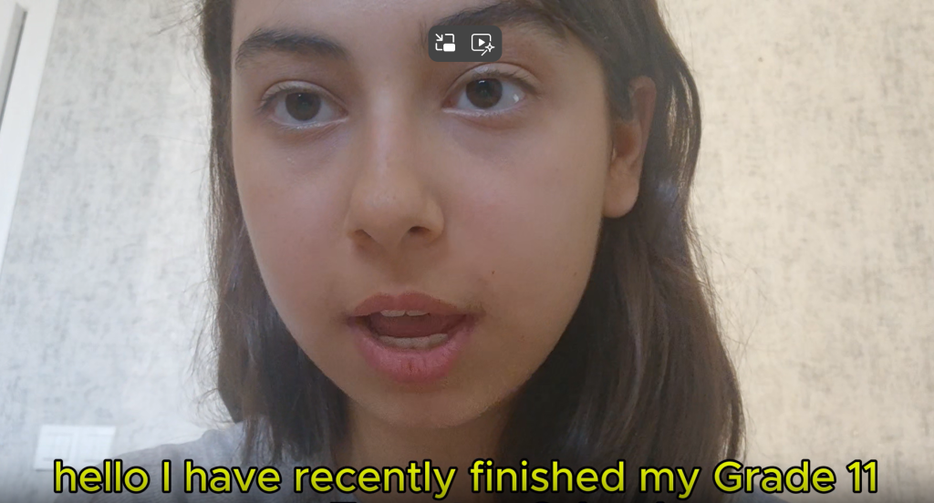 Maya sharing her grade 11 online learning experience-front