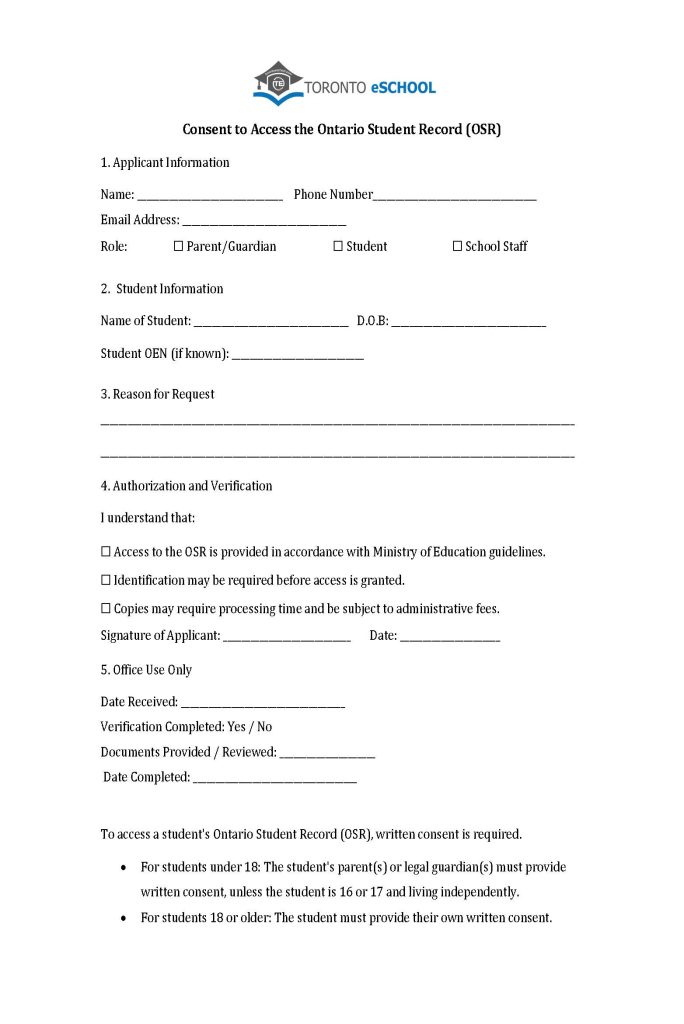 OSR Access Consent Form
