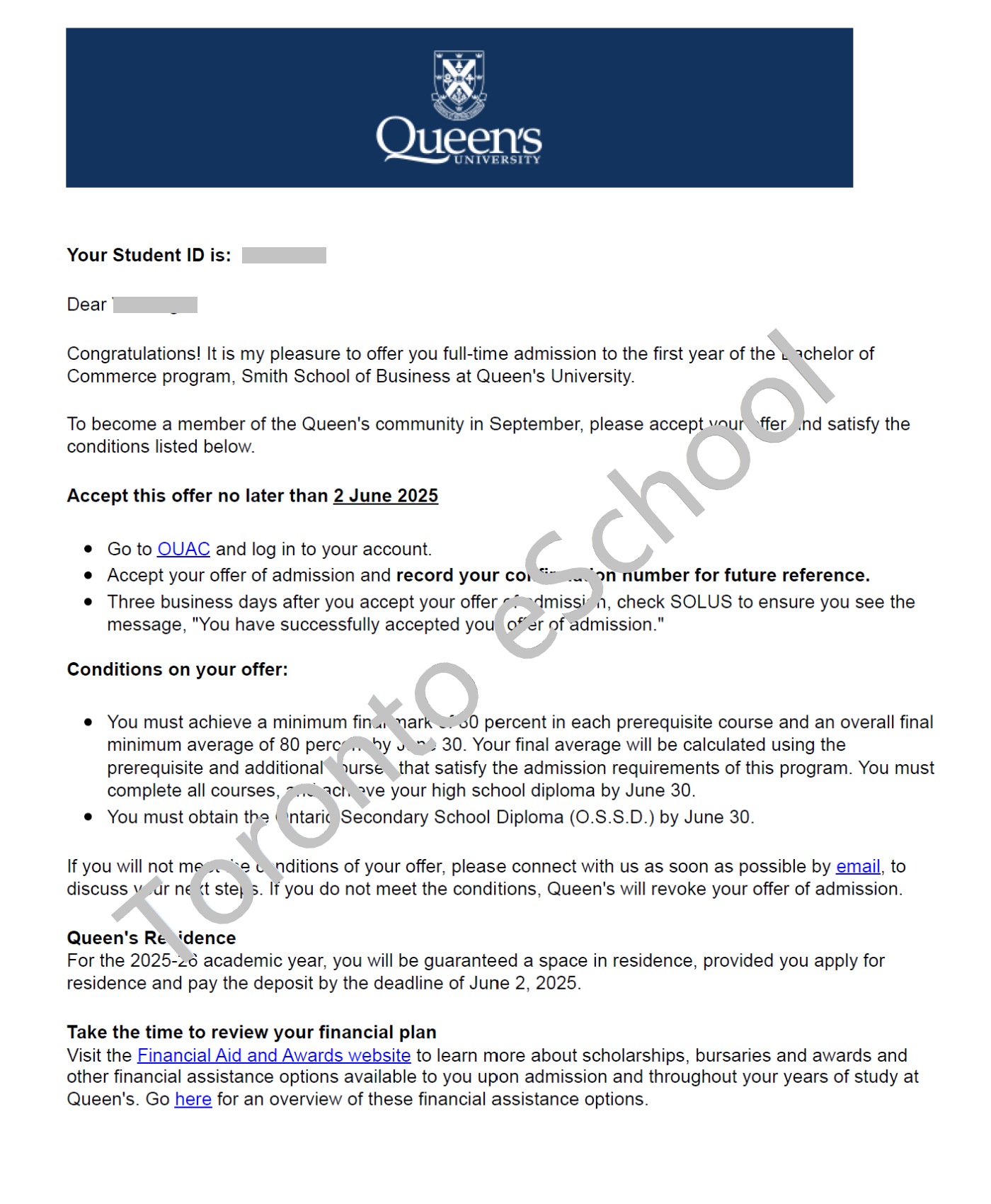 Queens University Offer