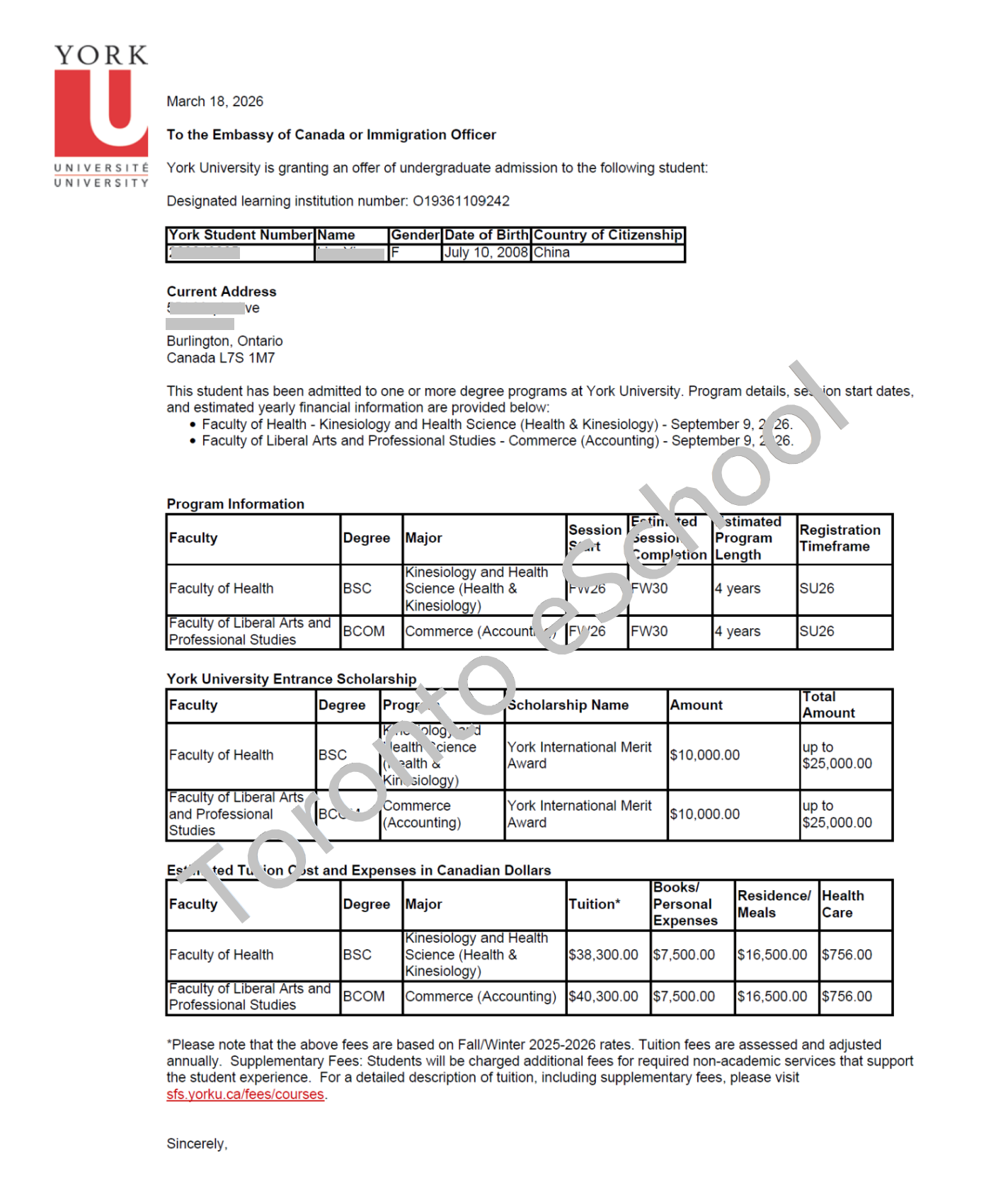 York-University-Offer-BSC