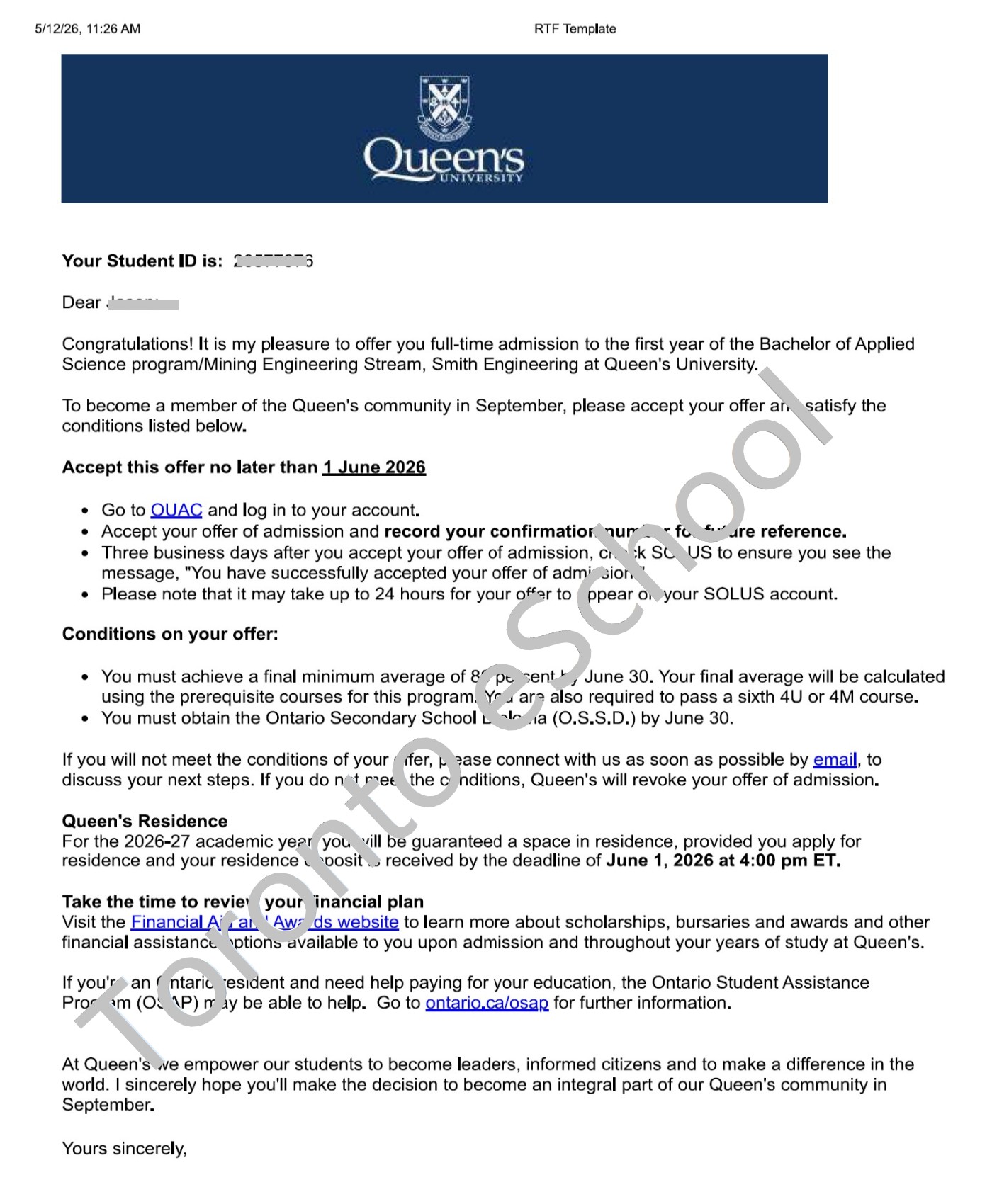 Queens-University-Offer-TorontoeSchool